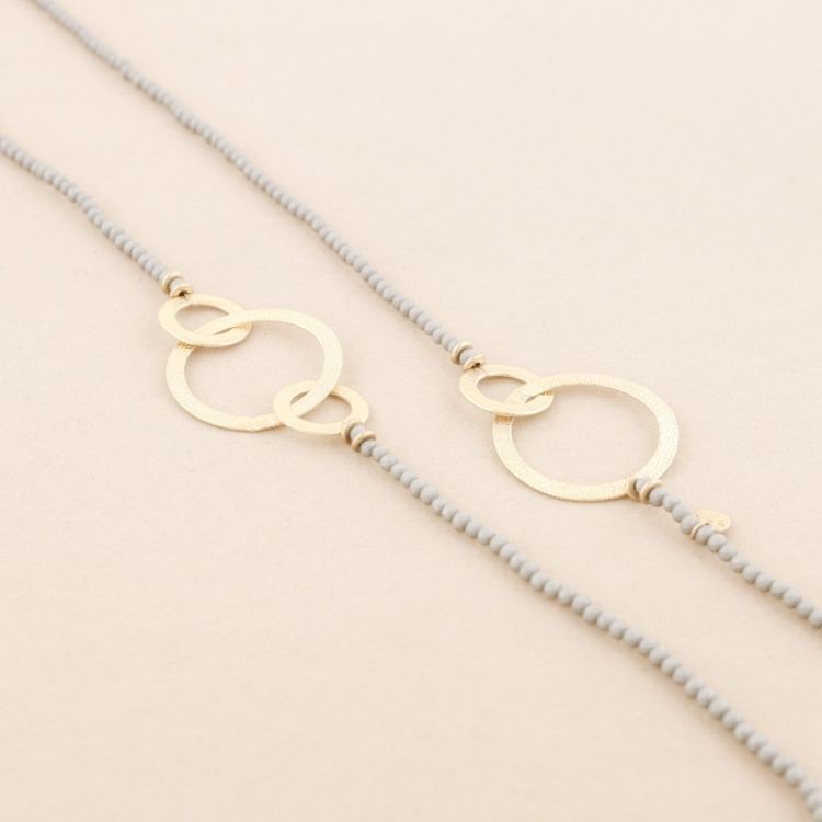 LONG NECKLACE CRYSTAL BEADS METAL RINGS