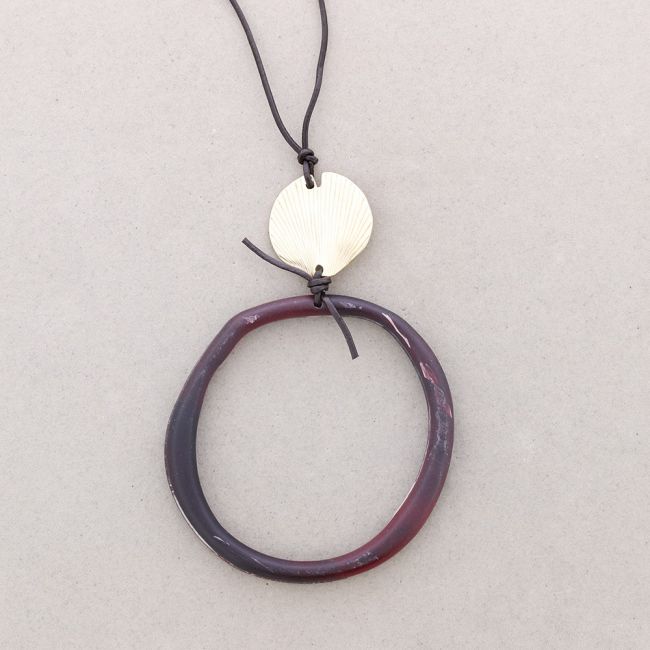 LONG RESIN HOOP PENDANT NECKLACE