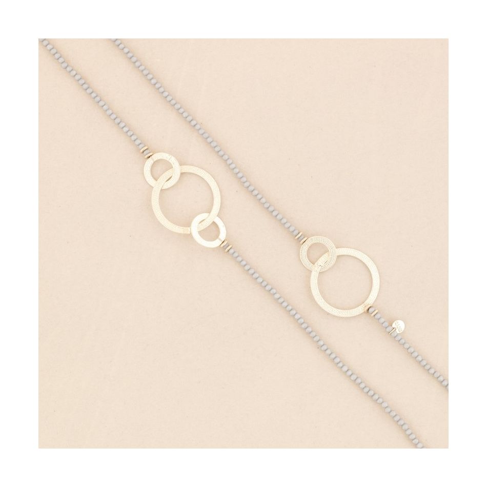COLLAR LARGO CUENTAS CRISTALES ANILLAS METAL