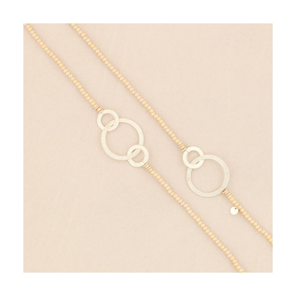COLLAR LARGO CUENTAS CRISTALES ANILLAS METAL