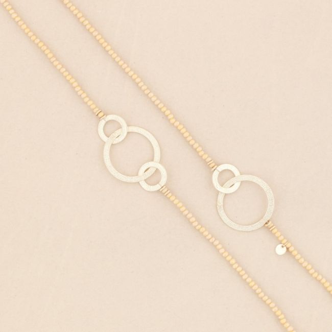COLLAR LARGO CUENTAS CRISTALES ANILLAS METAL