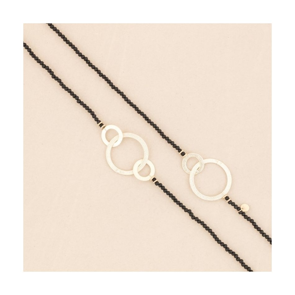 COLLAR LARGO CUENTAS CRISTALES ANILLAS METAL