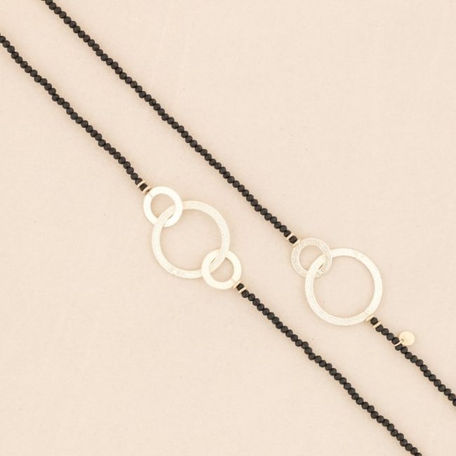 COLLAR LARGO CUENTAS CRISTALES ANILLAS METAL