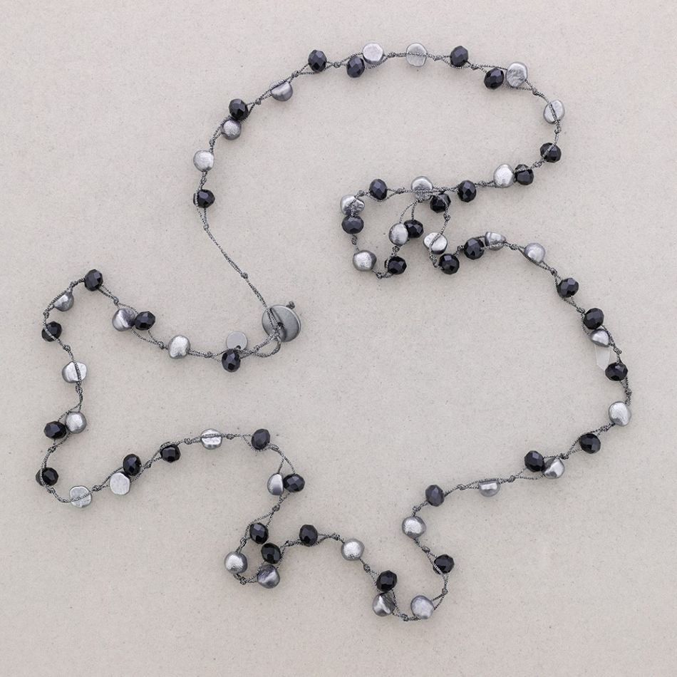 COLLAR LARGO TRENZADO CUENTAS BIMATERIAL