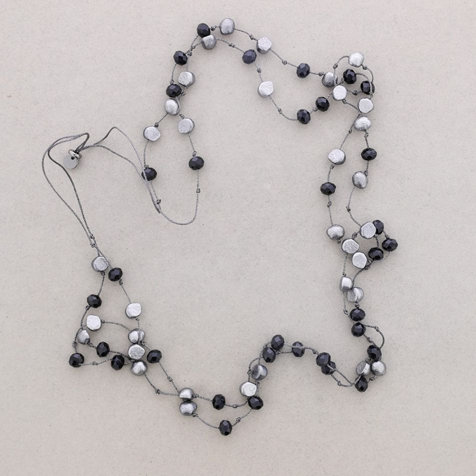 COLLAR LARGO DOBLE CUENTAS BIMATERIAL