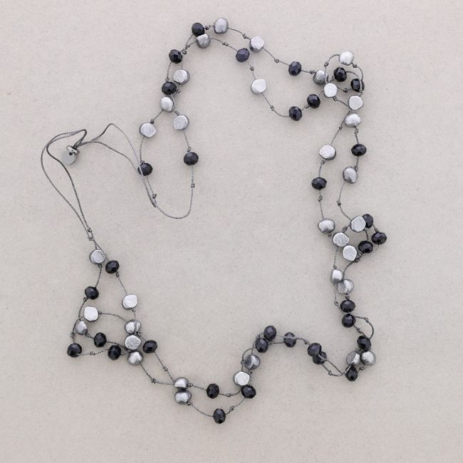 DOUBLE BIMATERIAL BEADS LONG NECKLACE