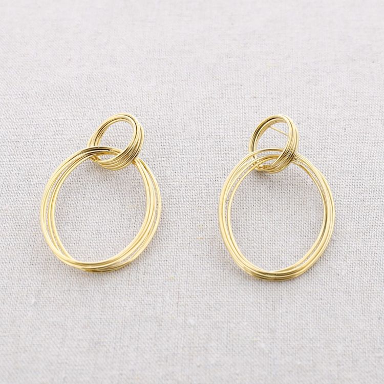 STEEL EARRINGS DOUBLE HOOP WITH WIRES