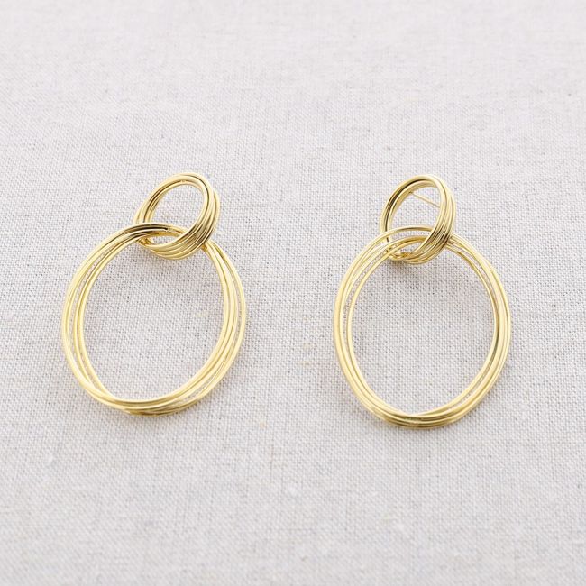 STEEL EARRINGS DOUBLE HOOP WITH WIRES