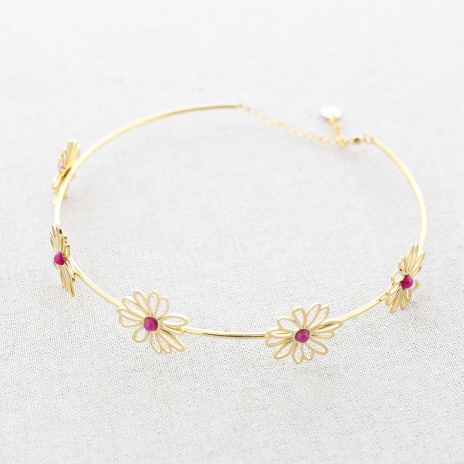 CHOKER ACERO FLORES