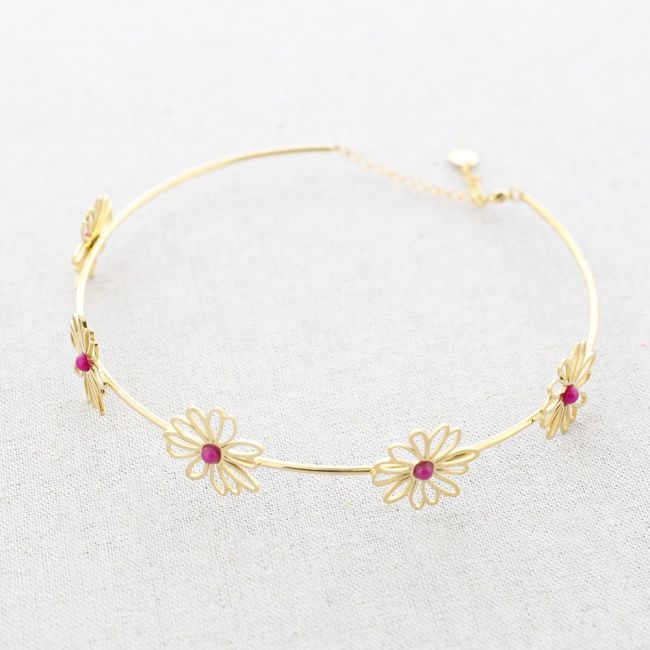 CHOKER ACERO FLORES