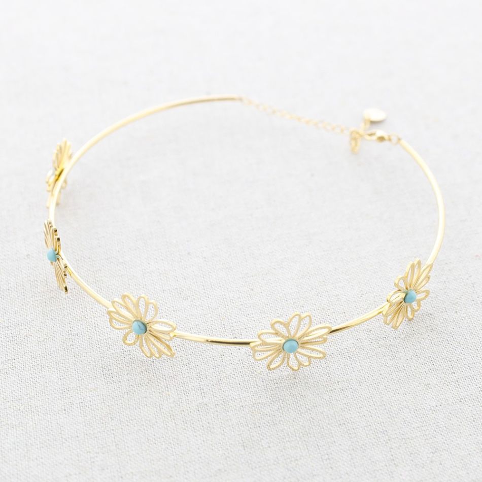 CHOKER ACERO FLORES