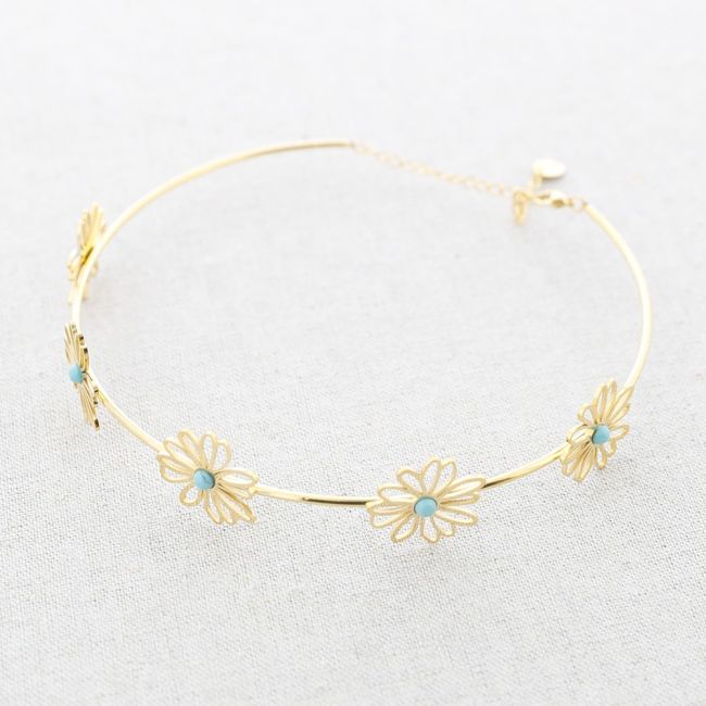 CHOKER ACERO FLORES