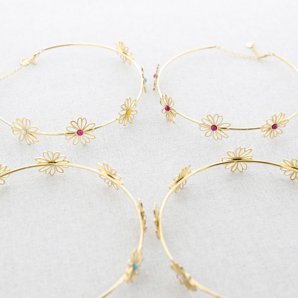 CHOKER ACERO FLORES