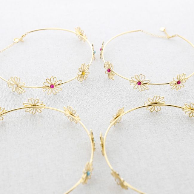 CHOKER ACERO FLORES