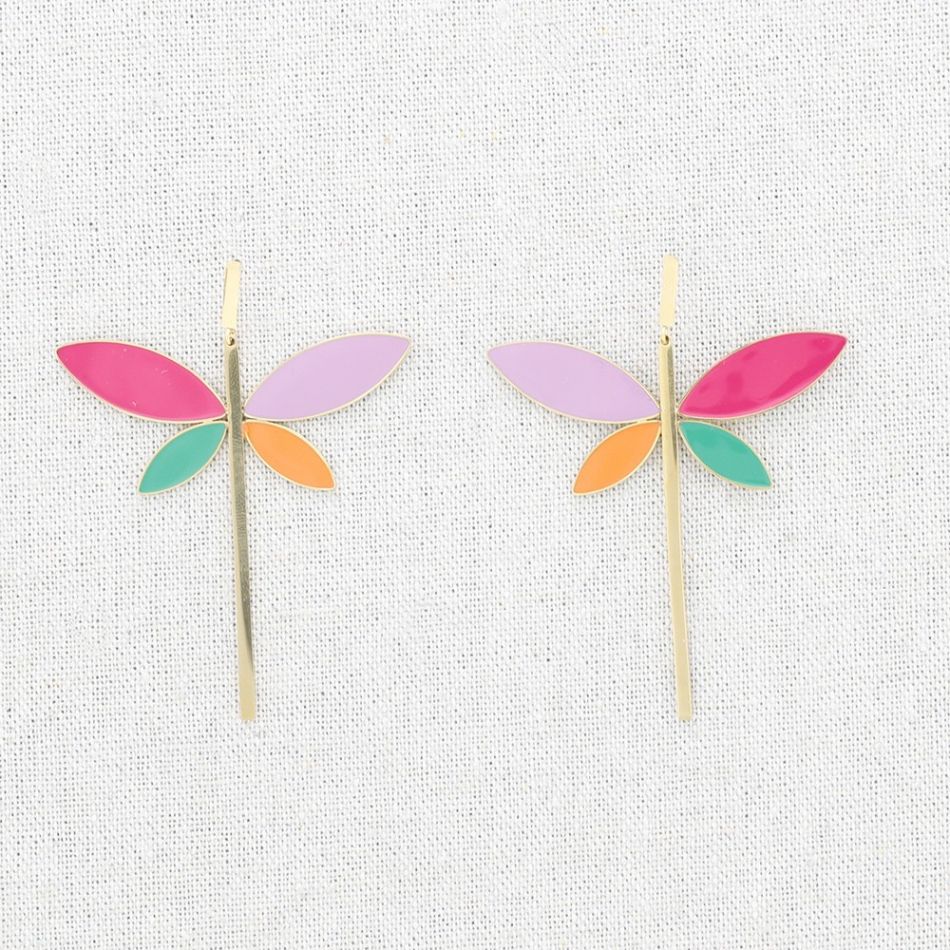 PENDIENTES ACERO LIBÉLULA ESMALTE