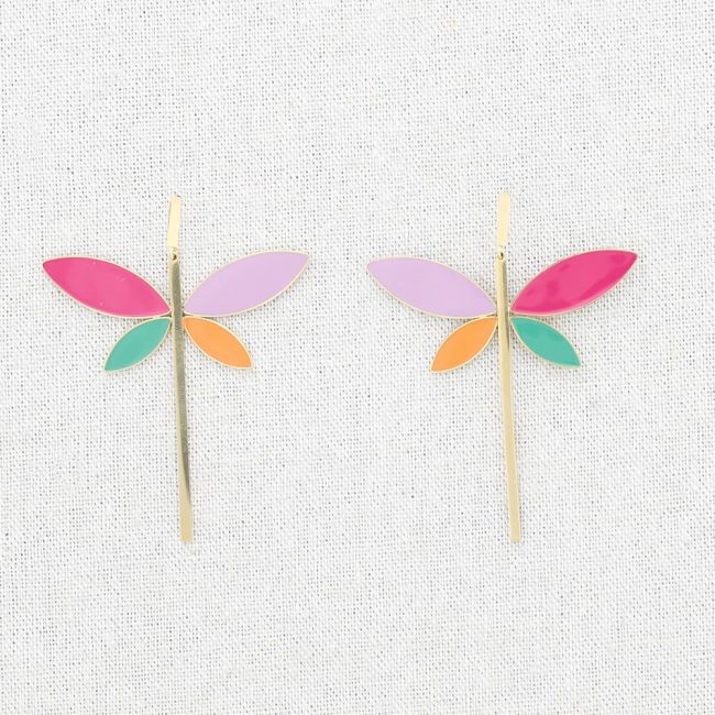 PENDIENTES ACERO LIBÉLULA ESMALTE