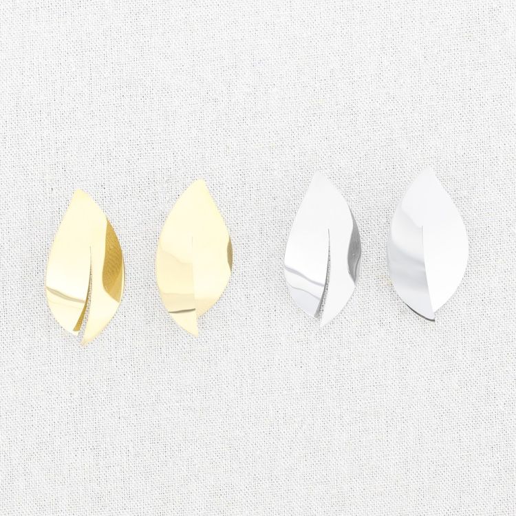 SPLIT LEAF STEEL EARRINGS 2