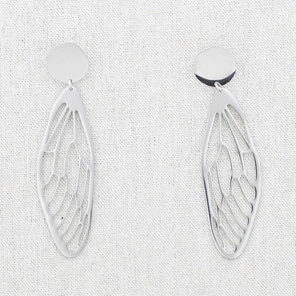 STEEL WING PENDANT EARRINGS