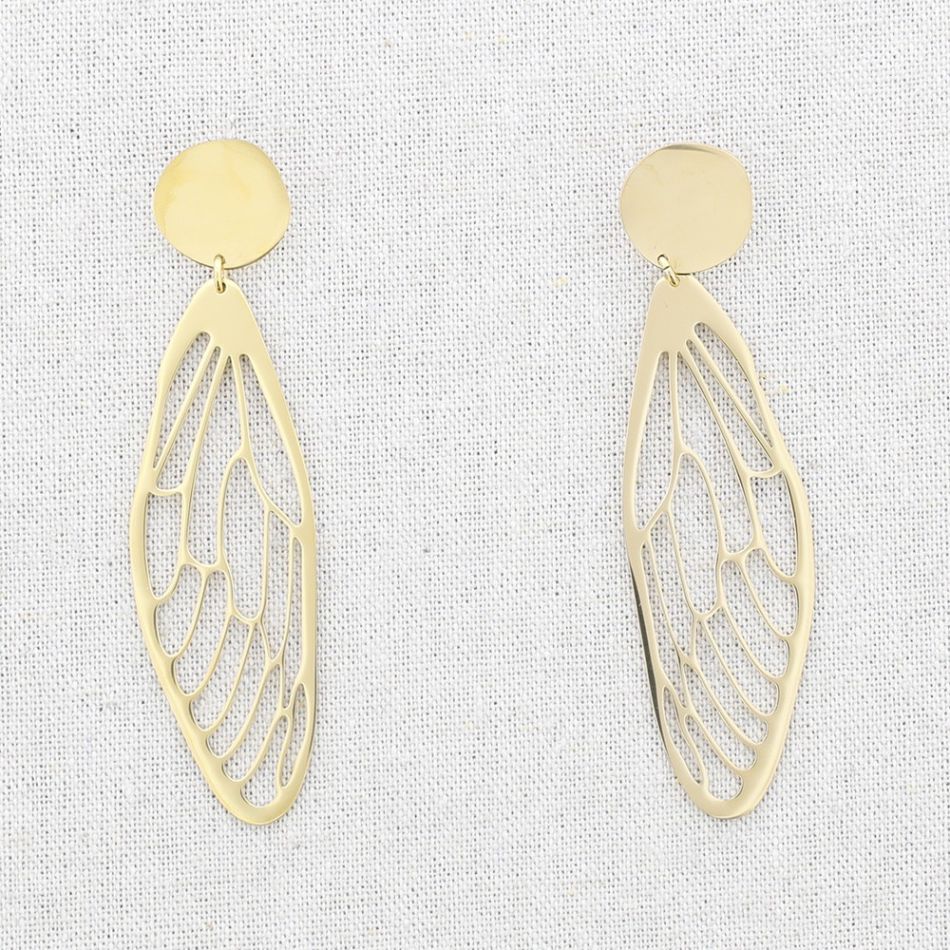 STEEL WING PENDANT EARRINGS