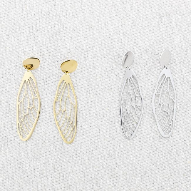 STEEL WING PENDANT EARRINGS