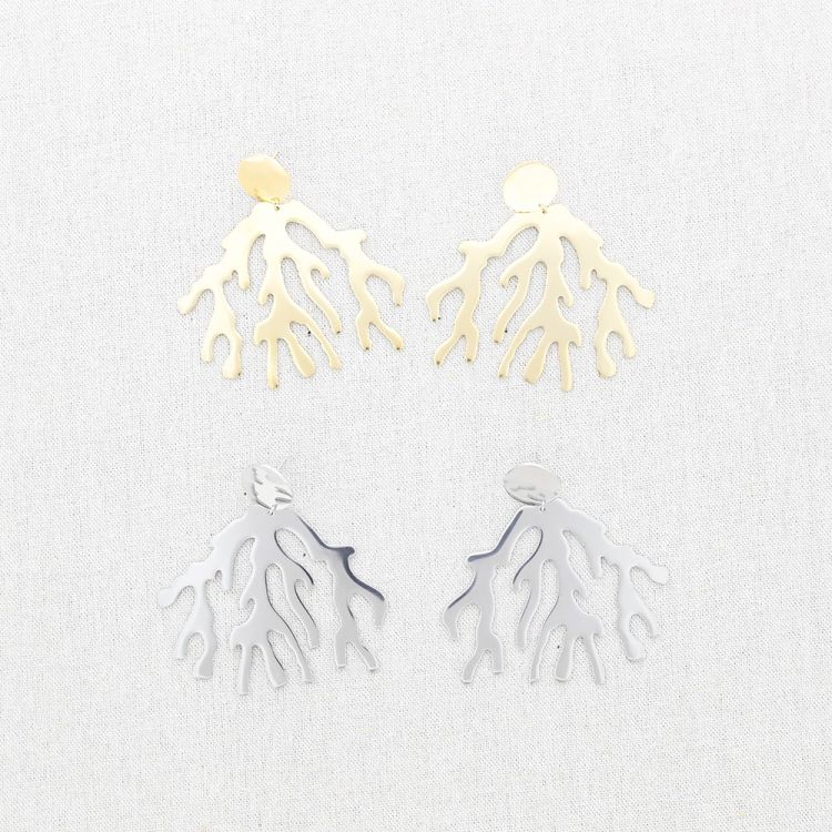 PENDIENTES ACERO COLGANTE CORAL 2