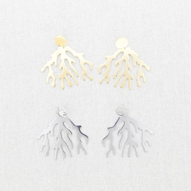 PENDIENTES ACERO COLGANTE CORAL