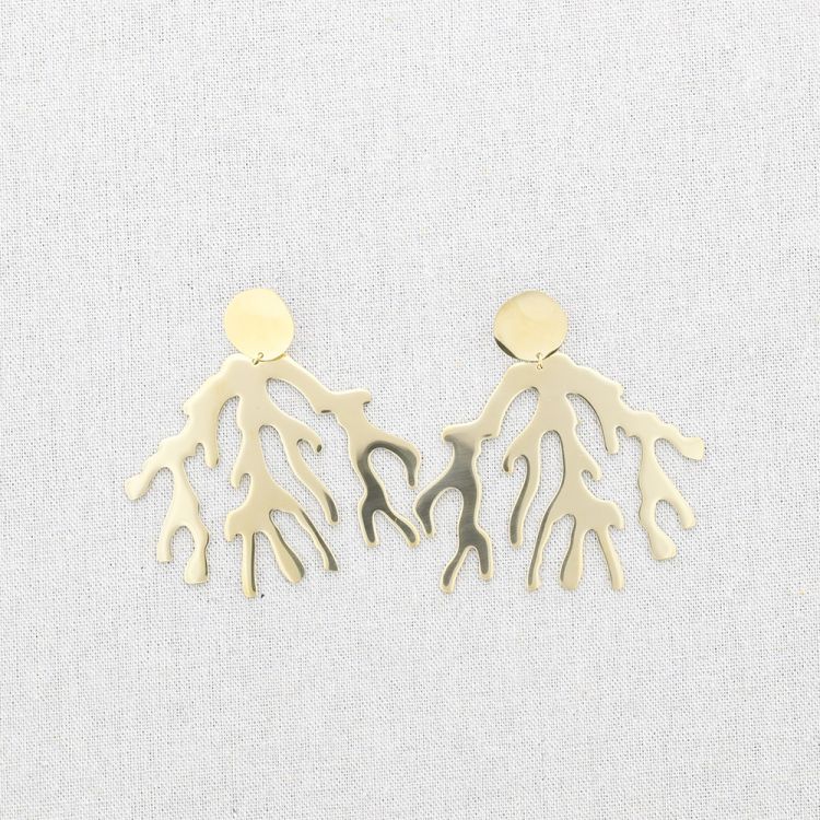 PENDIENTES ACERO COLGANTE CORAL