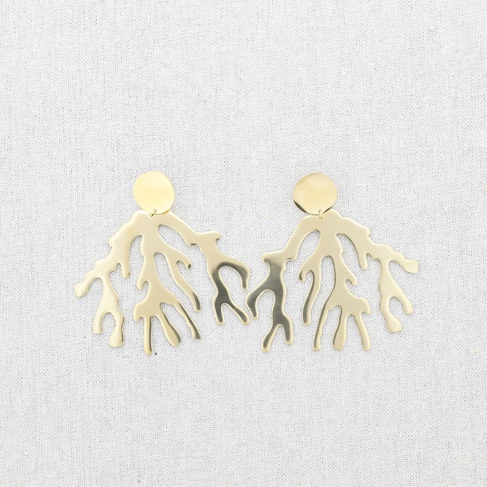 PENDIENTES ACERO COLGANTE CORAL
