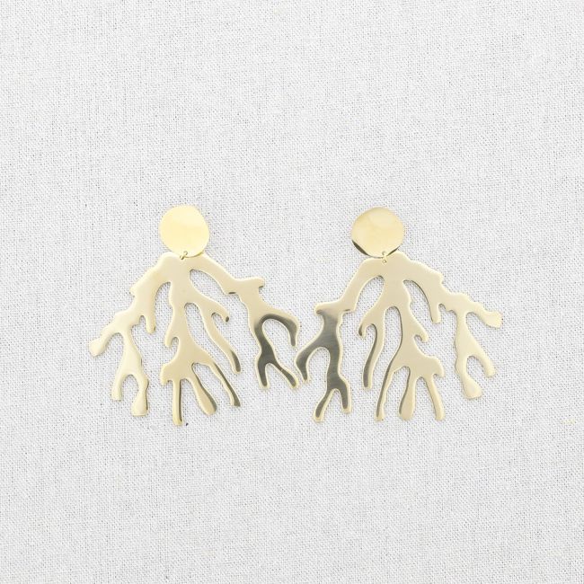 PENDIENTES ACERO COLGANTE CORAL