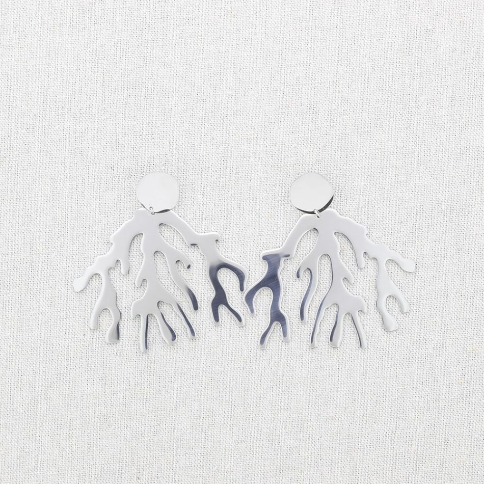 CORAL PENDANT STEEL EARRINGS
