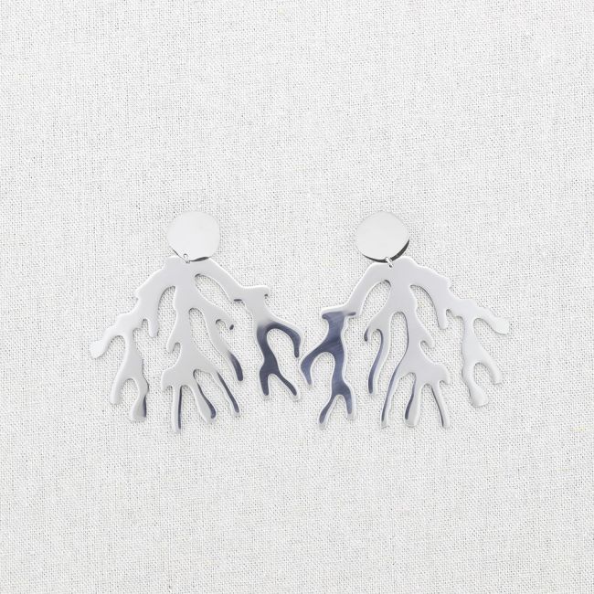 CORAL PENDANT STEEL EARRINGS