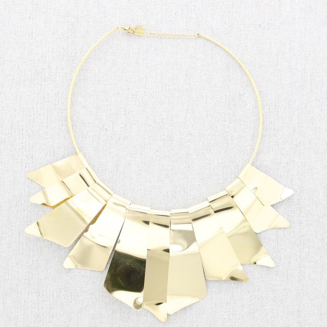 STEEL FAN SHAPED PENDANT CHOKER