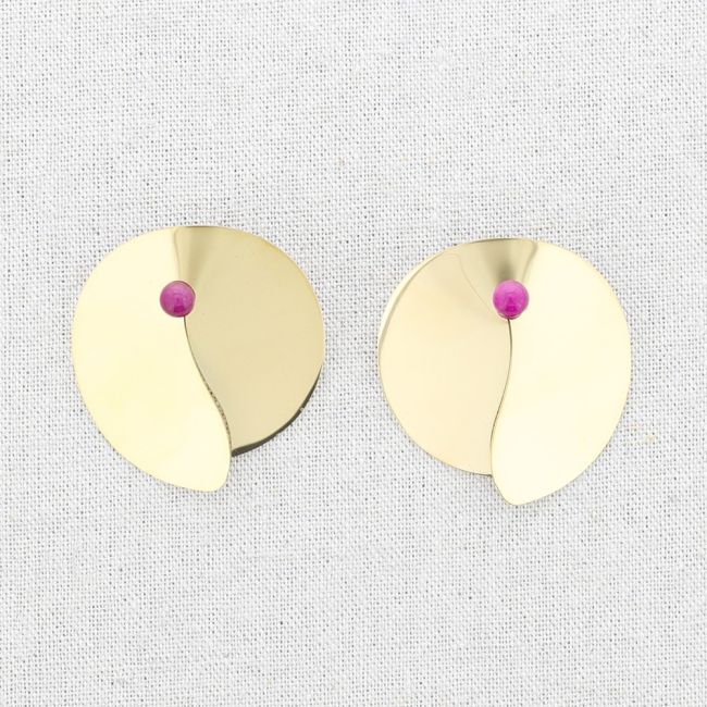IRREGULAR SHAPE STONE STEEL EARRINGS
