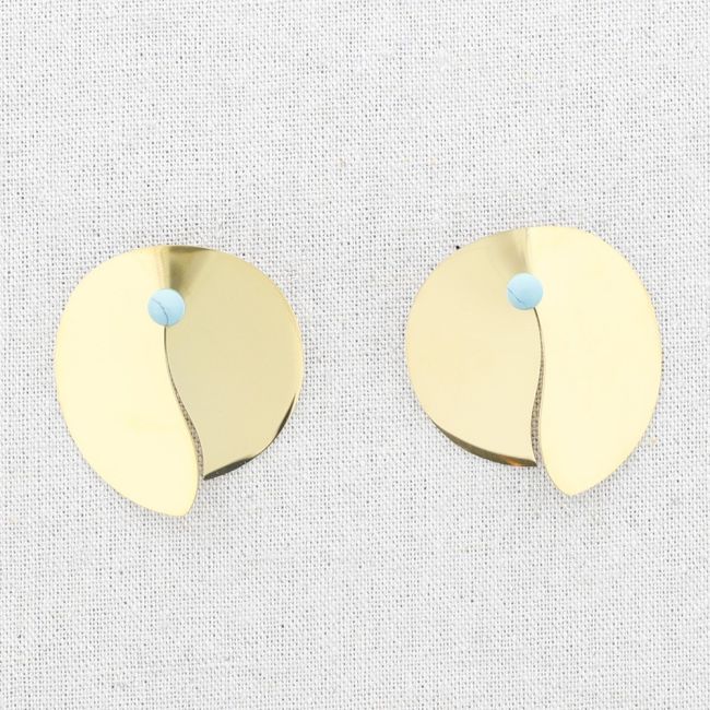 IRREGULAR SHAPE STONE STEEL EARRINGS