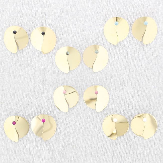 IRREGULAR SHAPE STONE STEEL EARRINGS