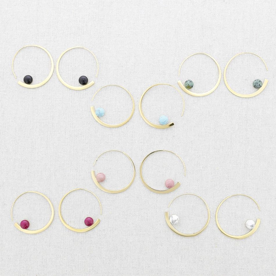 PENDIENTES ACERO ARO PIEDRA