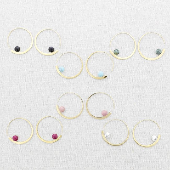 STEEL STONE HOOP EARRINGS