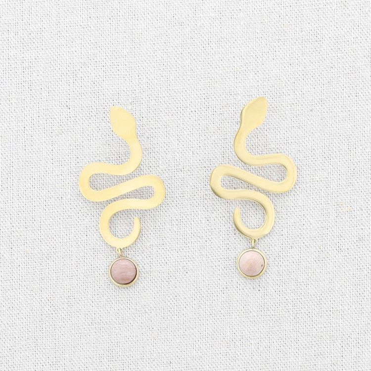 PENDIENTES ACERO SERPIENTE COLGANTE PIEDRA