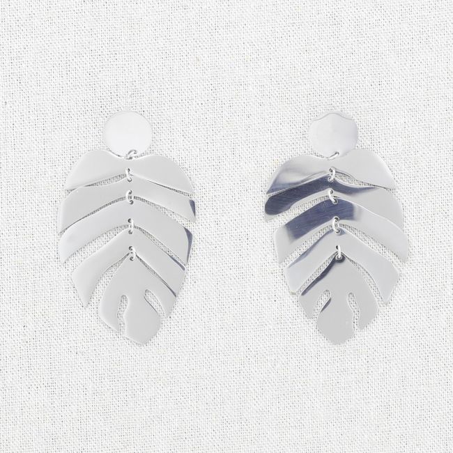CHEESE PLANT LEAF STEEL EARRINGS