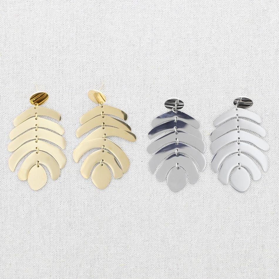 STEEL LEAF EARRINGS
