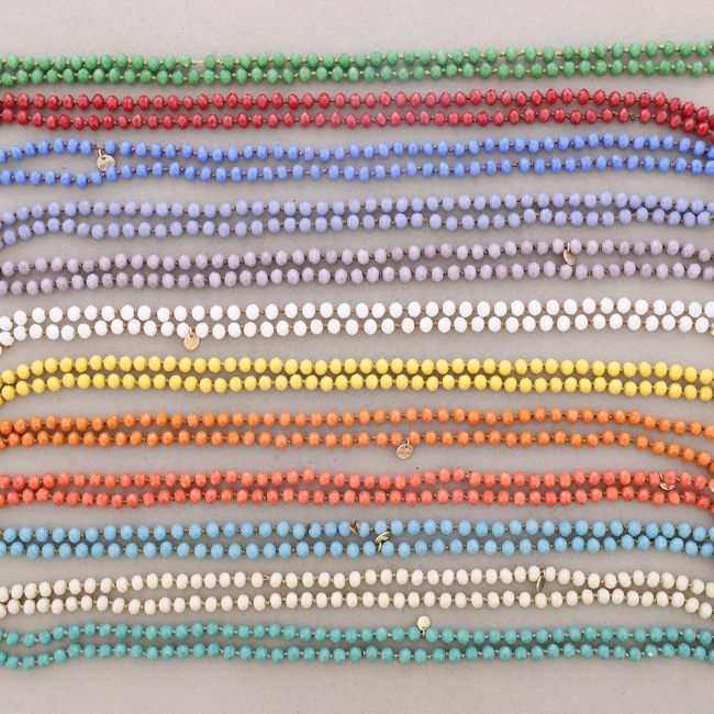LONG NECKLACE WITH FACETED CRYSTAL BALL KNOTS 1.2M*8MM