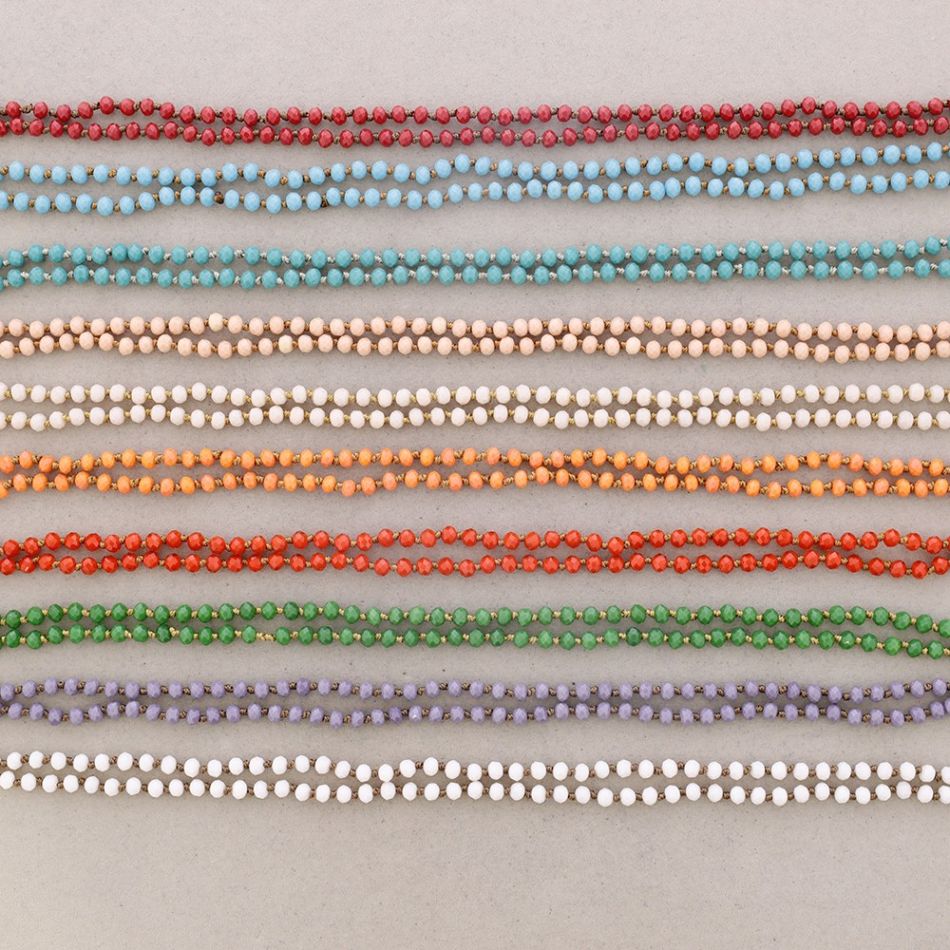 LONG NECKLACE WITH FACETED CRYSTAL BALL KNOTS 1.5M*6MM