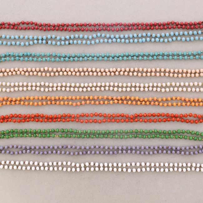 LONG NECKLACE WITH FACETED CRYSTAL BALL KNOTS 1.5M*6MM