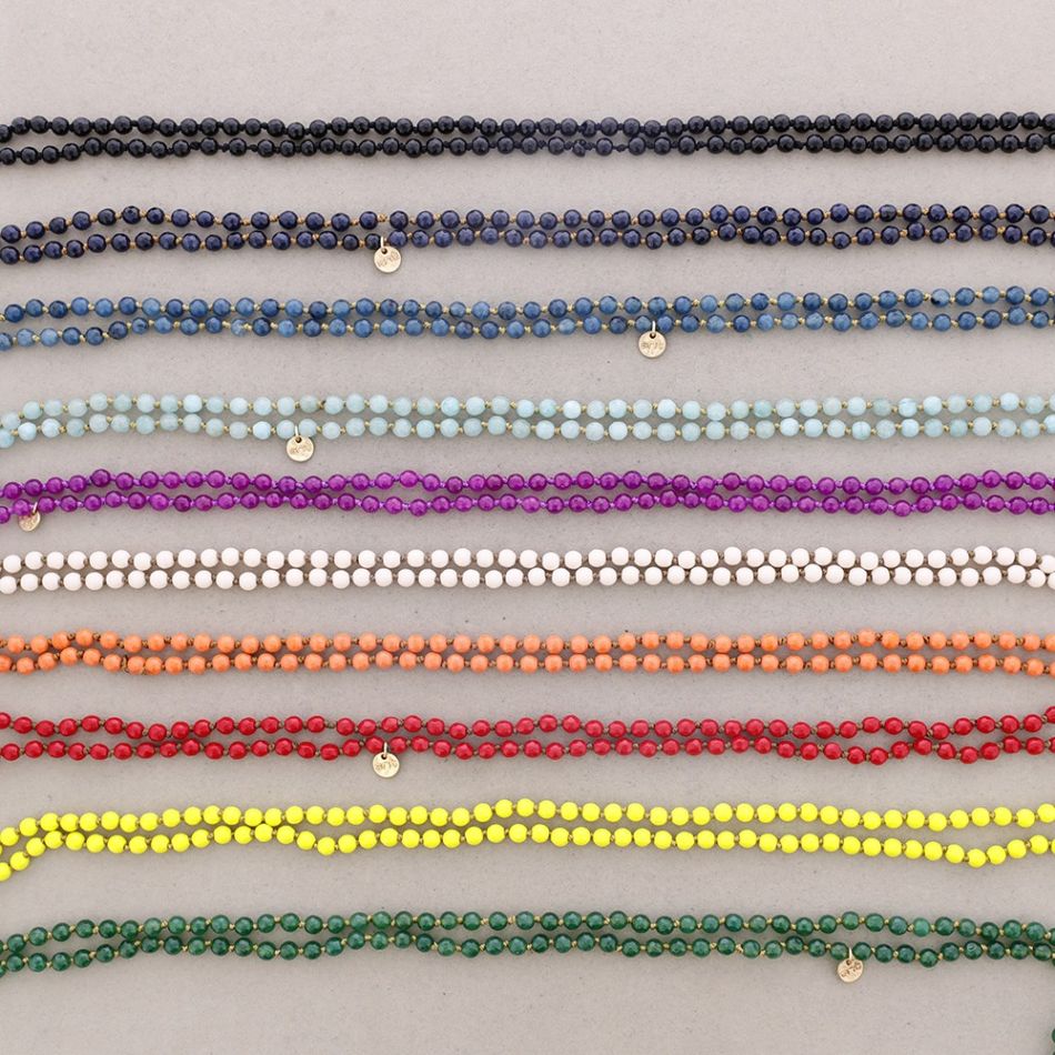 LONG NECKLACE KNOTS BALL STONES 1.2M*6MM