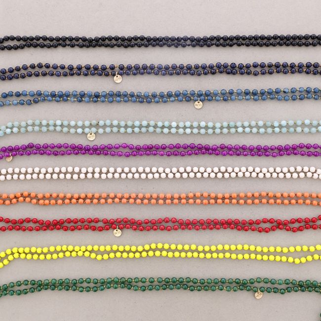 LONG NECKLACE KNOTS BALL STONES 1.2M*6MM