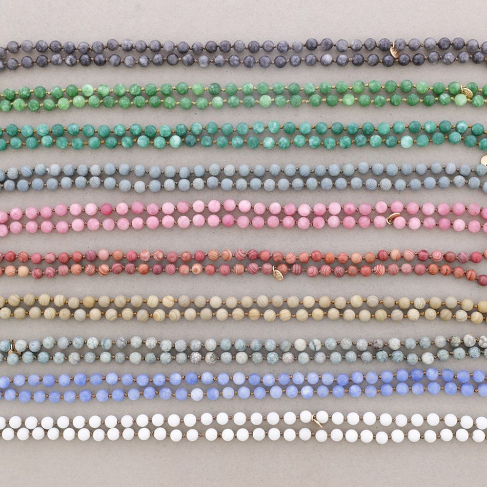 LONG NECKLACE KNOTS BALL STONES 1.2M*8MM