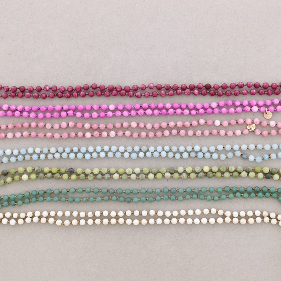 LONG NECKLACE KNOTS BALL STONES 1.2M*6MM