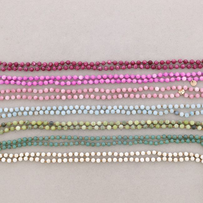 LONG NECKLACE KNOTS BALL STONES 1.2M*6MM