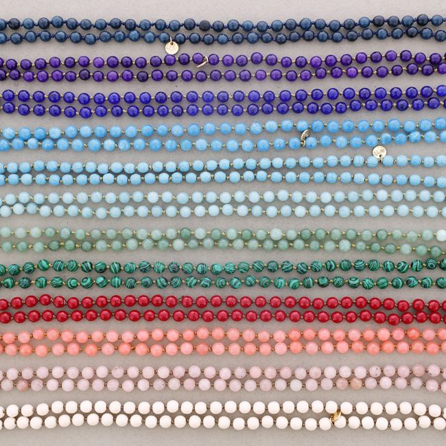 COLLAR LARGO NUDOS BOLAS PIEDRAS 1,2M*8MM