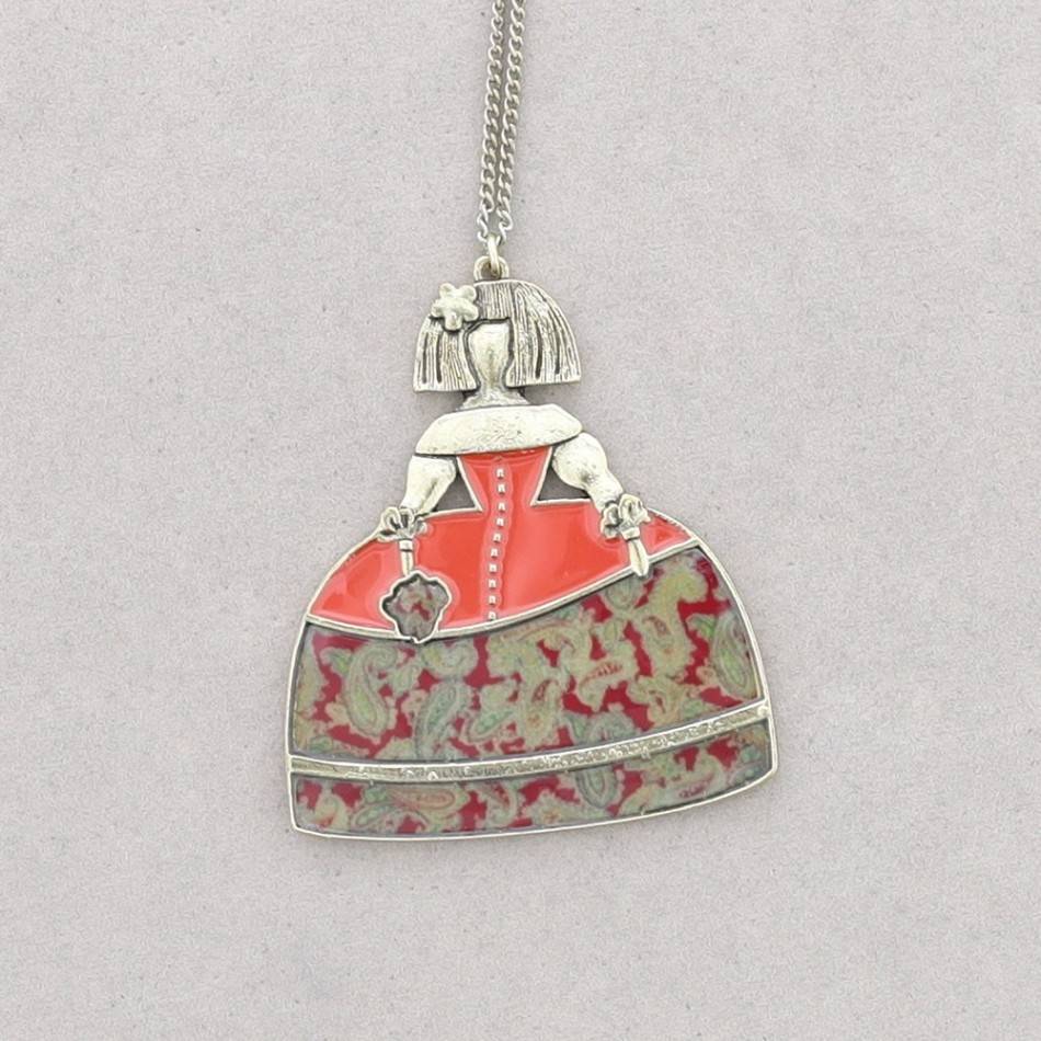 LONG PENDANT NECKLACE METAL ENAMEL